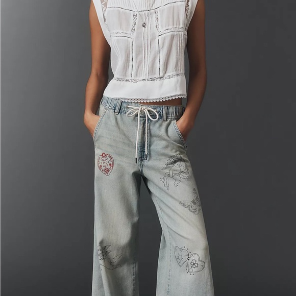 Anthropologie Light Blue Artistic Straight Leg Jeans - Picture 4 of 7